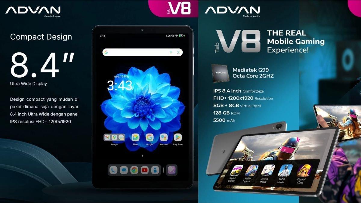 Ilustrasi layar ADVAN Tab V8