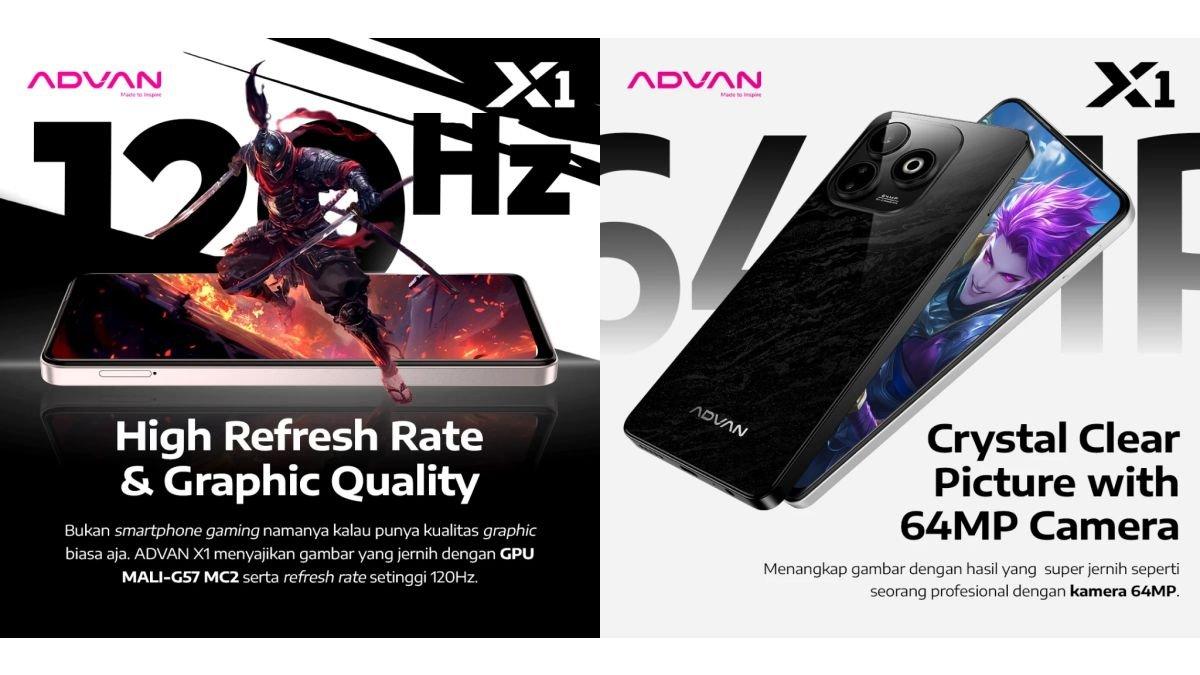 Ilustrasi layar dan kamera ADVAN X1