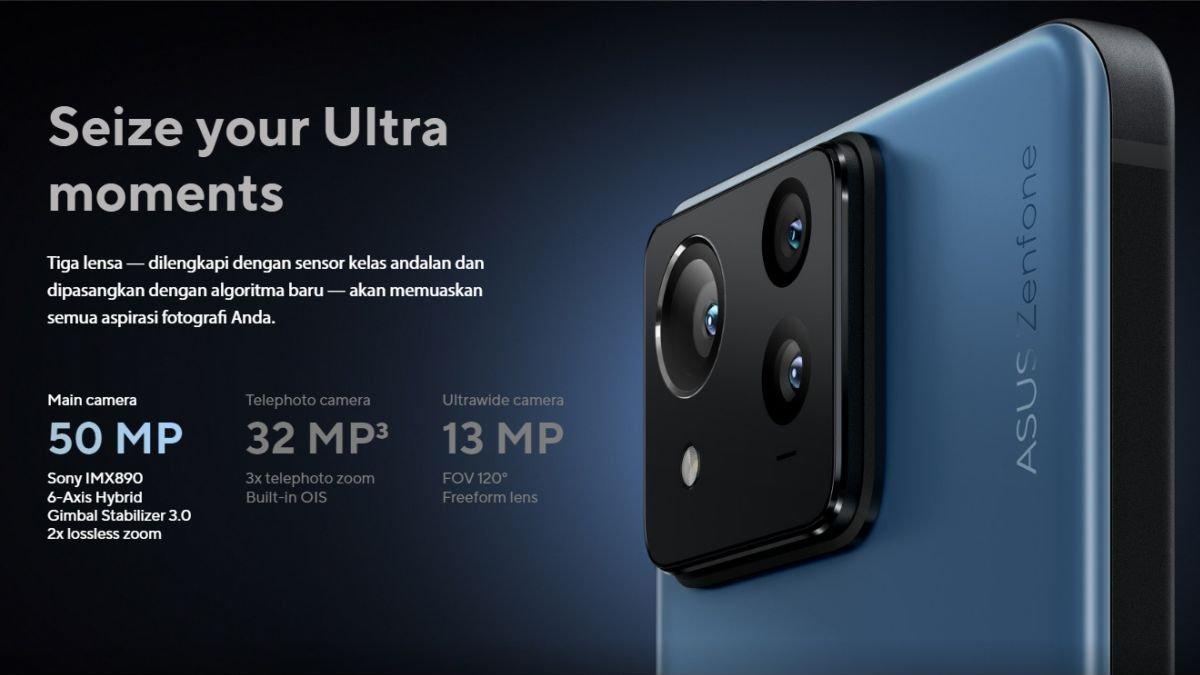 Susunan kamera di bodi belakang ASUS Zenfone 11 Ultra