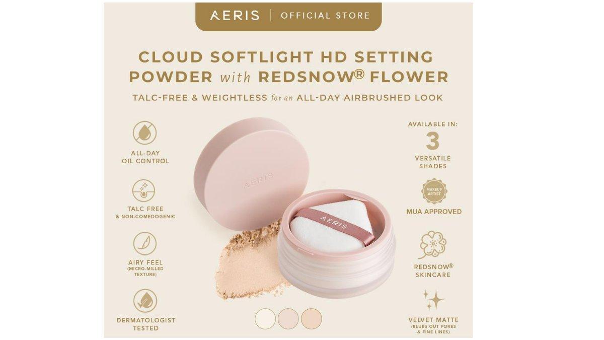 Aeris Beaute Cloud Softlight HD Setting Powder with RedSnow Flower