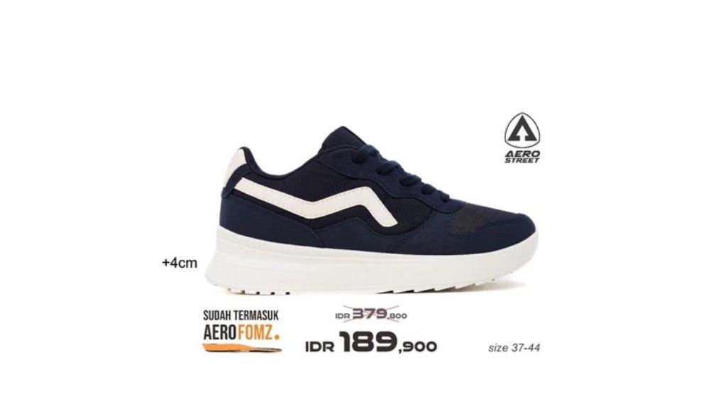 Aerosteet 37-44 Massive Evo Natural Navy Emas - Sepatu Sneakers Casual