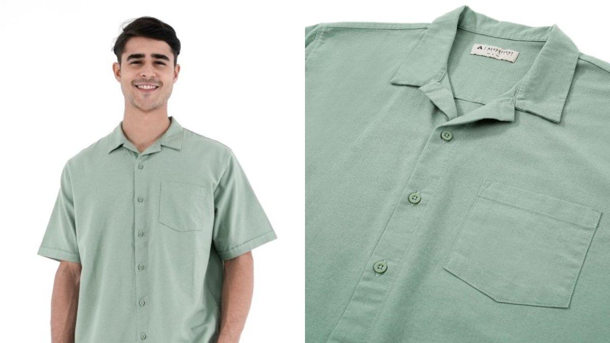 Aerostreet Kemeja Linen Look Savero Sage Green Man.