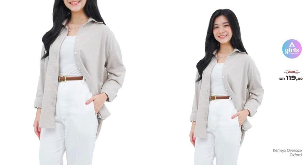 Aerostreet Kemeja Oxford Panjang Oversize Ocha Brown Woman QFB1A 