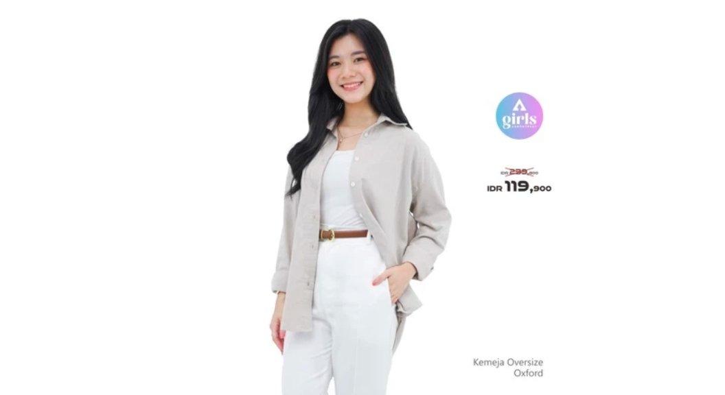 Aerostreet Kemeja Oxford Panjang Oversize Ocha Brown Woman QFB1A