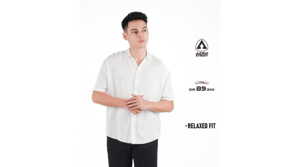 Aerostreet Kemeja Rayon Marva Putih Hawai Polos