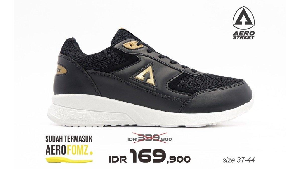 Aerostreet Osaka Putih Hitam Emas Sepatu Sneakers Casual Pria Wanita