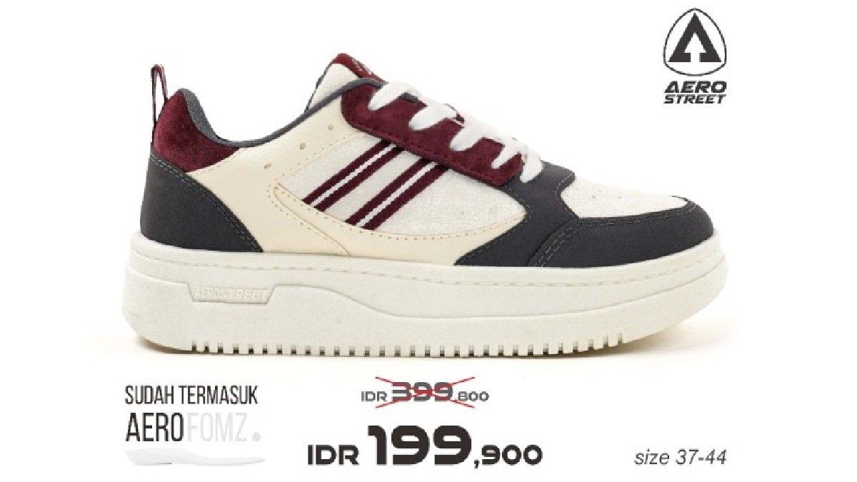 Aerostreet Oxford Natural Abu Burgundy Sepatu Sneakers