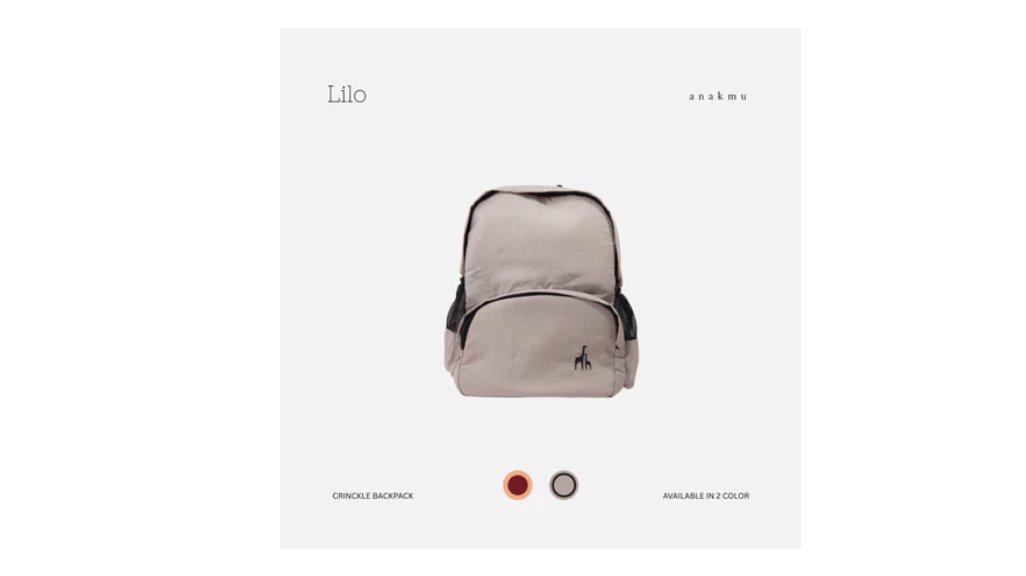 Anakmu - Lilo Light Grey Crinkle Backpack | Tas Ransel Anak Sekolah Kuat Ringan