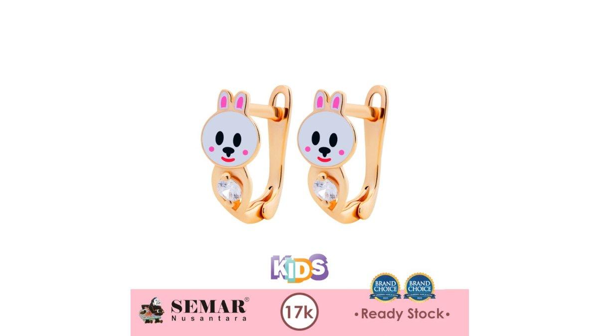Anting Emas Anak White Bunny Gold 17K Semar Nusantara