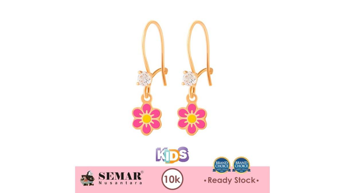 Anting Emas Anak Baby Colour Poppy Flower Gold 10K Semar Nusantara