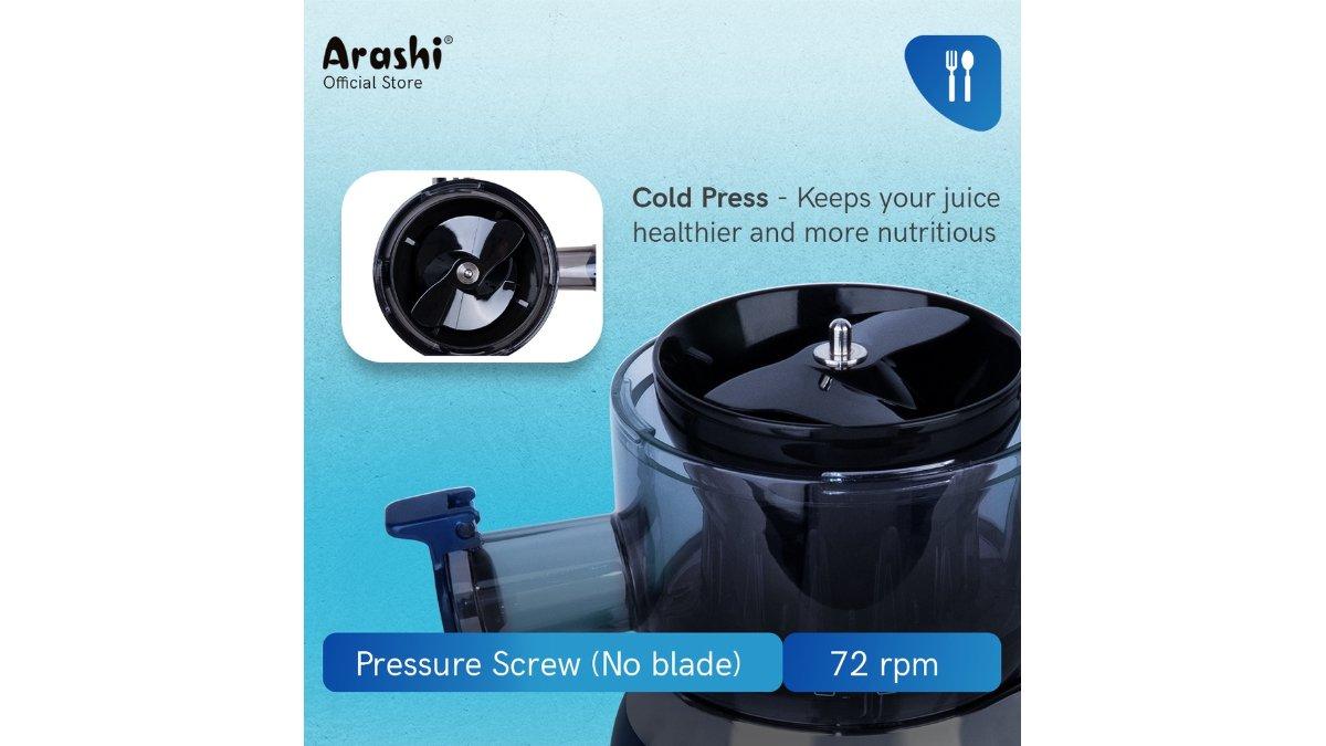 Arashi Slow Juicer ASJ 0601 hadir dengan metode cold press.