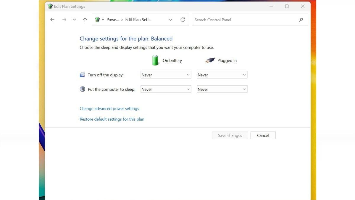 Pengaturan Power Plan di Control Panel agar layar laptop nyala terus dan tidak sleep