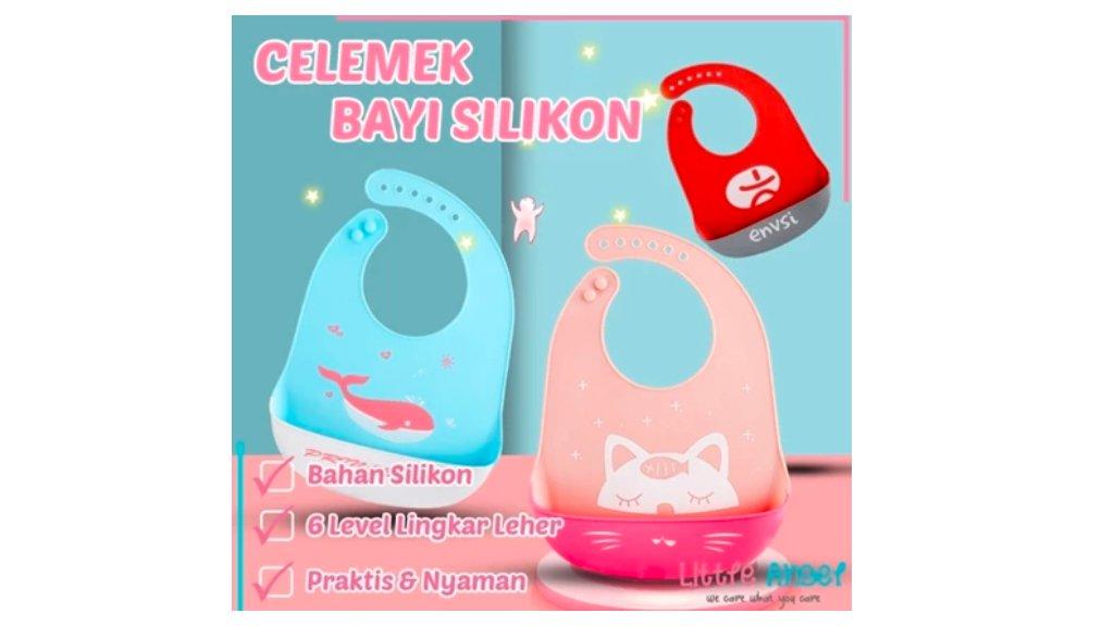 BABY BIB Celemek Makan Bayi Slaber Silikon Anak Bibs Karet Baby Burb Apron Silicon Anti Air