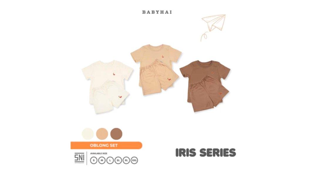 BABY HAI Iris Set - Setelan Oblong Baju Pendek Celana Pendek - Seri Coklat