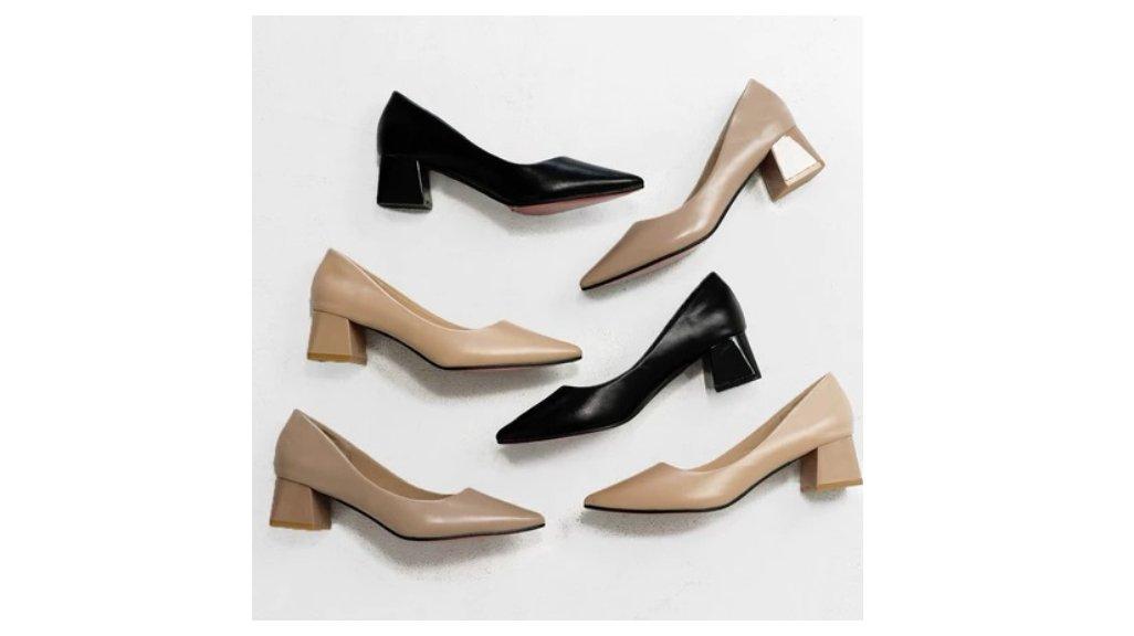 BARTIER - Sepatu Hak Wanita 5 Cm Chunky Heels Glossy Sepatu Kerja Wanita