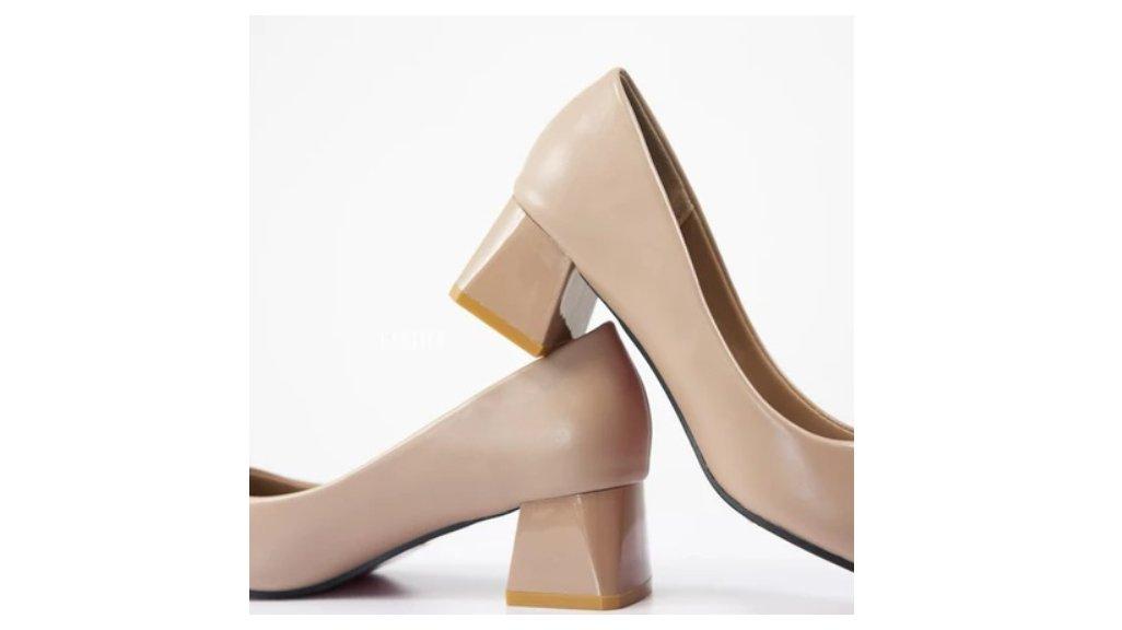 BARTIER - Sepatu Hak Wanita 5 Cm Chunky Heels Glossy Sepatu Kerja Wanita