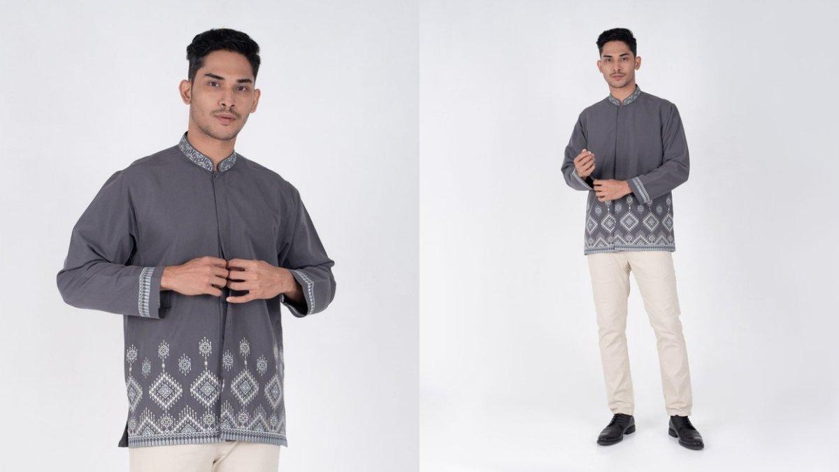 BENHILL Taqwa Koko Bordir Pria Panjang Grey