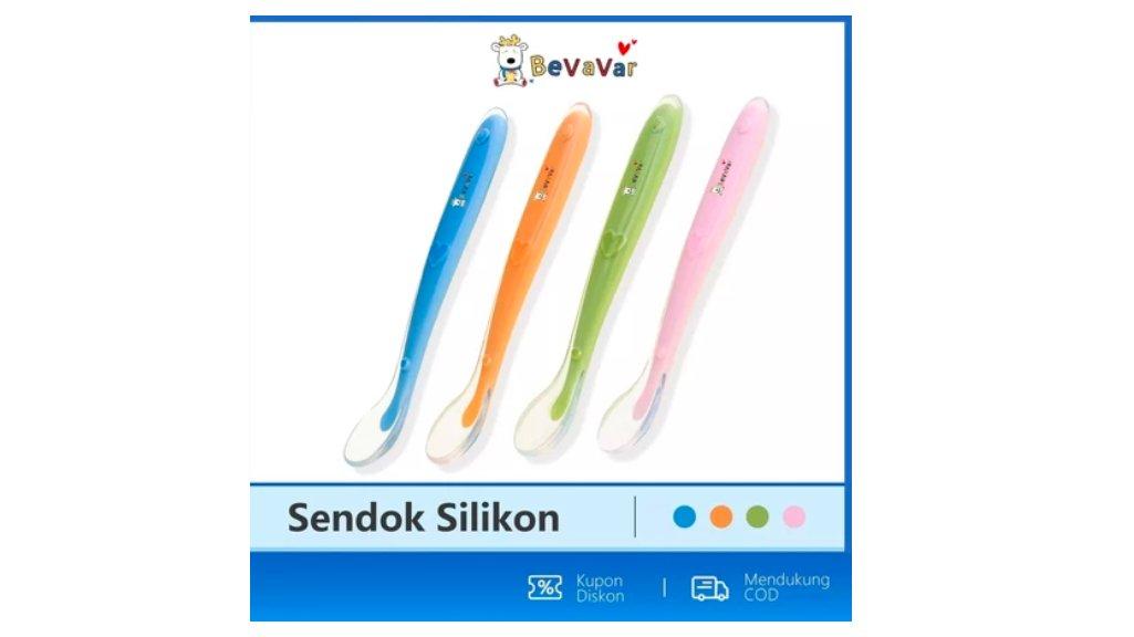BEVAVAR Sendok Makan Bayi Silikon Lembut Bpa Free