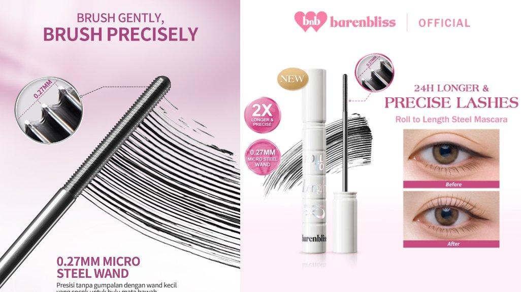BNB barenbliss Roll to Length Steel Mascara jadi produk maskara dengan aplikator metalic yang mampu memperpanjang bulu mata (shopee.id)