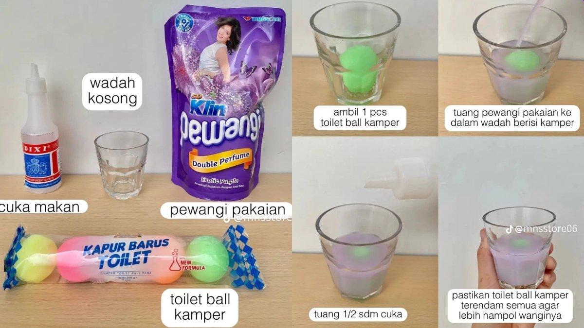 Bahan dan langkah menggunakan kamper sebagai pengharum kamar mandi.