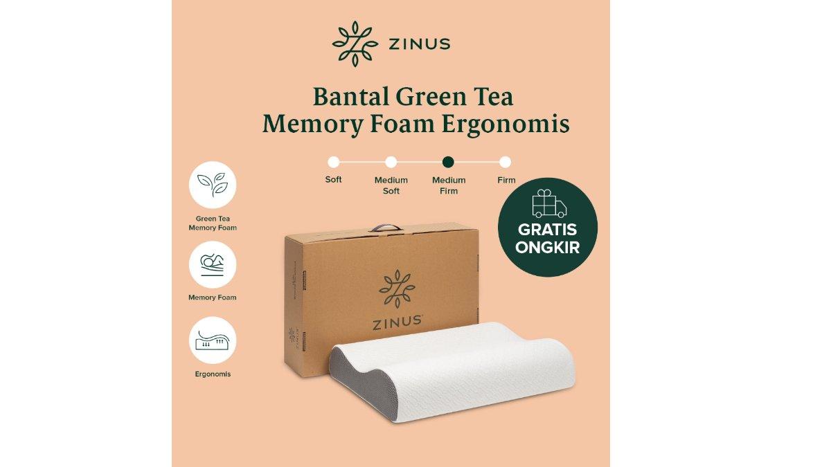 Bantal Zinus Green Tea Memory Foam Ergonomis