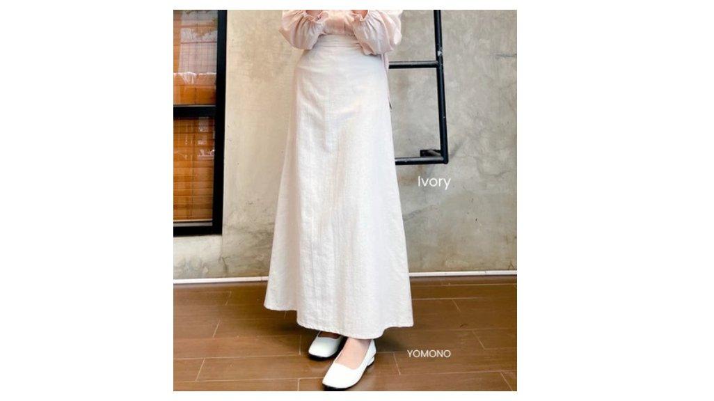 Basic Linen Skirt Rok Linen Ivory Sage