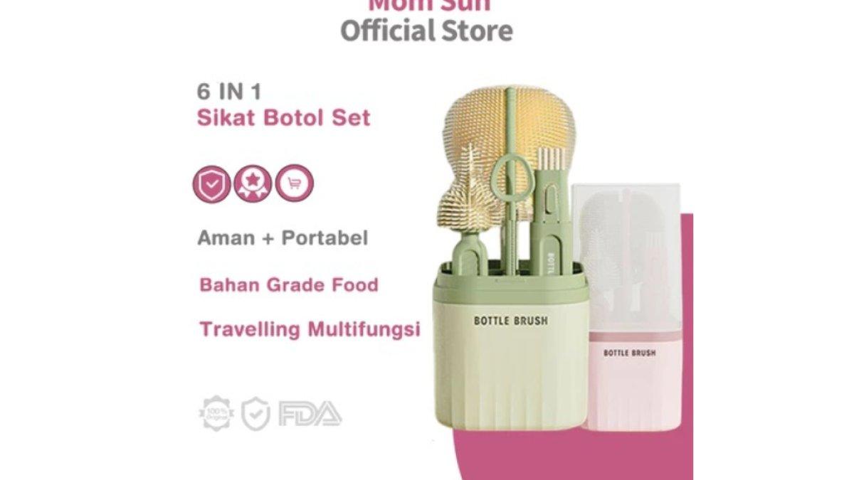 Botol Portable 6IN1 Sikat Botol Travelling Multifungsi Pembersih Botol Silikon
