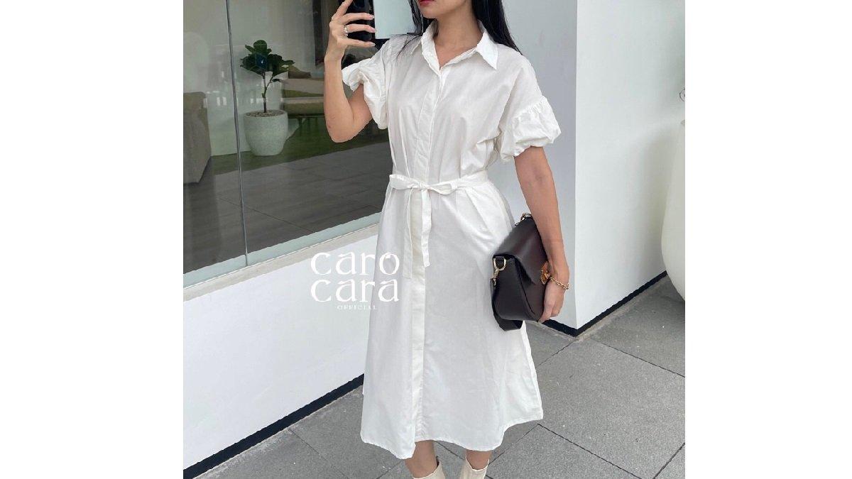 CAROCARA - Scarlett Dress Midi Kasual Wanita Katun