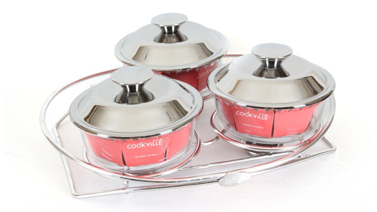 COOKVILLE Chafing Dish i517 - Round Small 3pcs Stainless Cover
