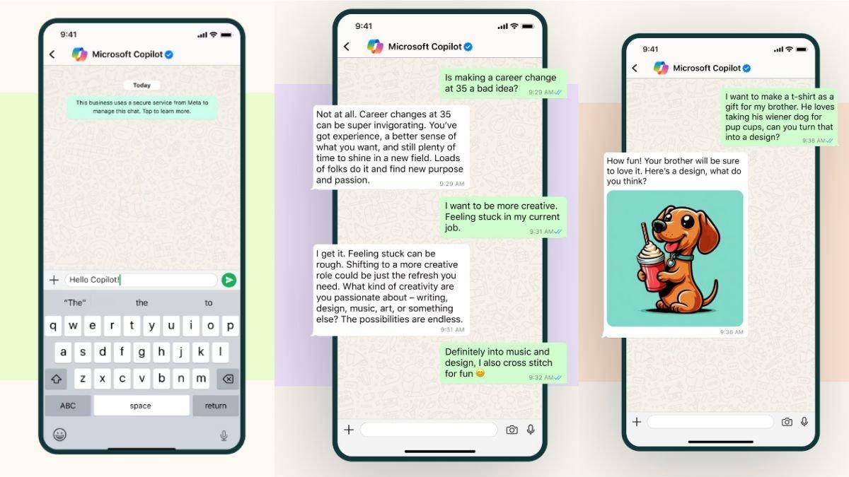 Ilustrasi chat dengan Microsoft Copilot AI di WhatsApp