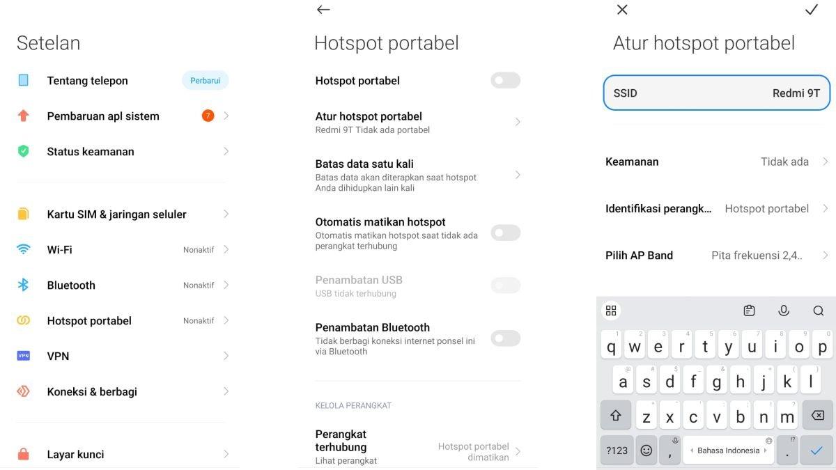 Tampilan cara mengganti nama hotspot di HP Xiaomi