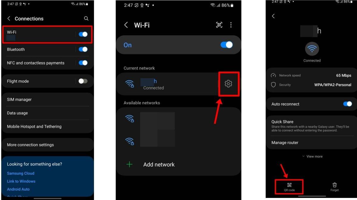 Tampilan layar cara melihat password WiFi yang tersimpan di HP SAMSUNG