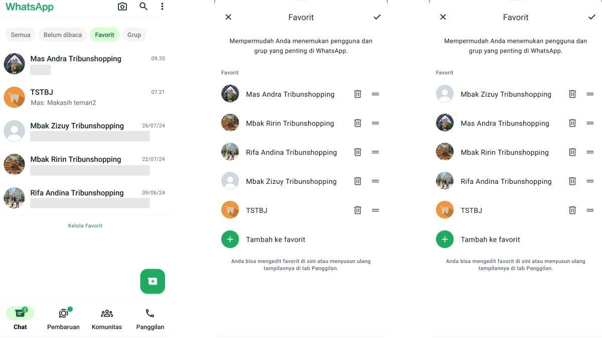 Ilustrasi mengelola daftar kontak Favorit WhatsApp