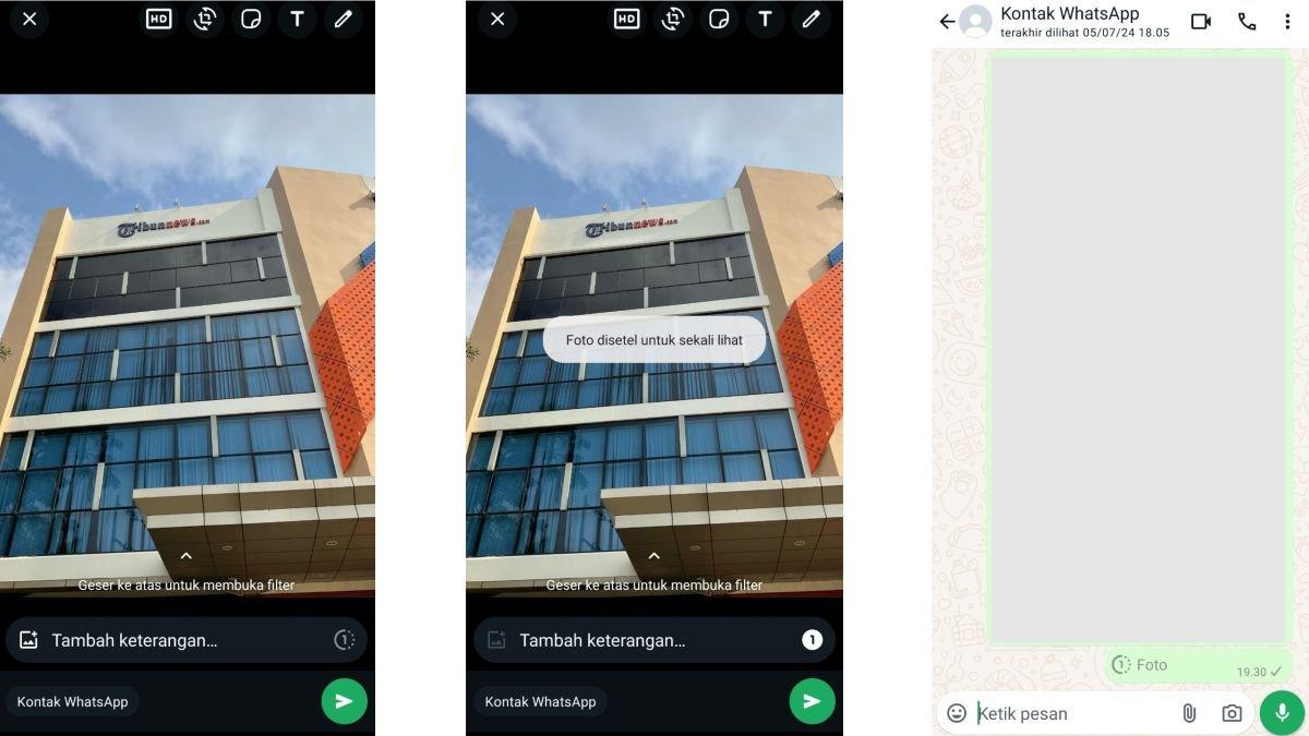 Ilustrasi mengirim foto sekali lihat di chat WhatsApp