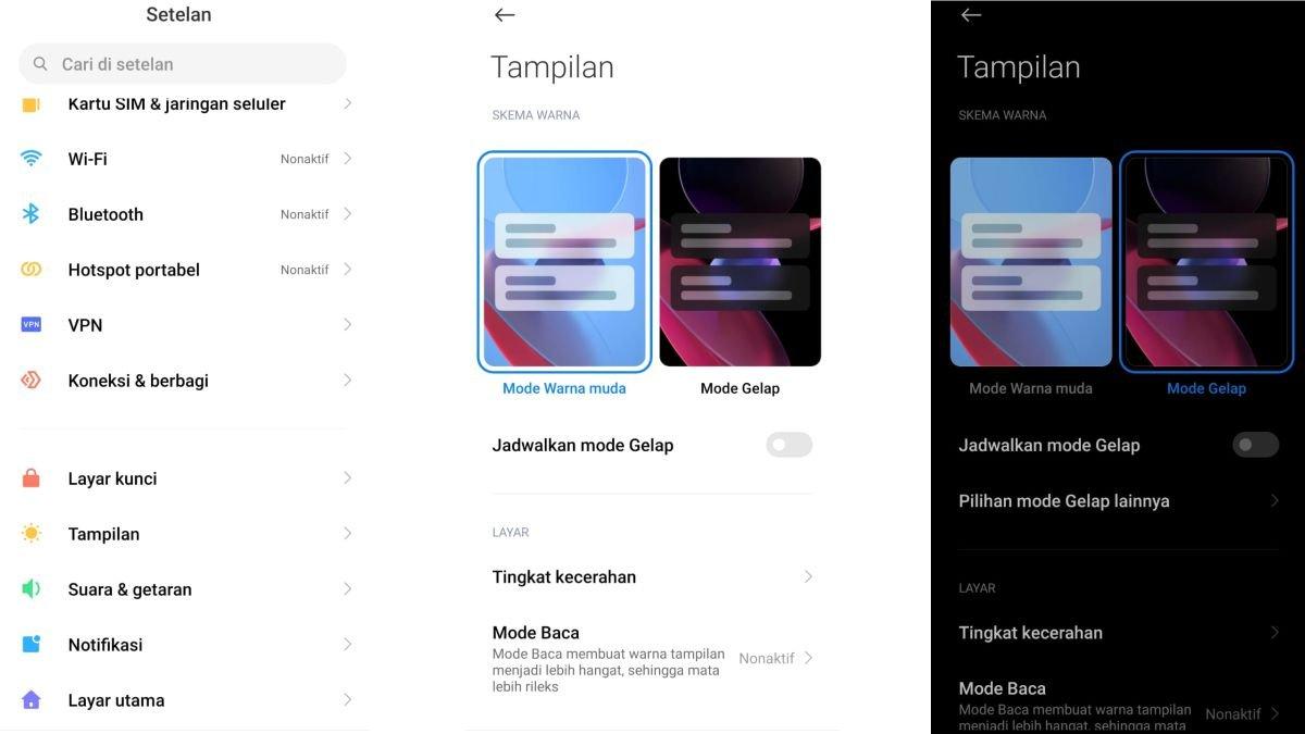 Cara menyalakan mode gelap di HP Xiaomi yang menggunakan tampilan MIUI