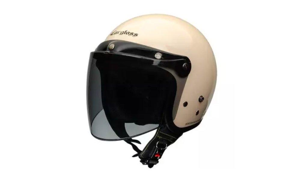Cargloss CFM Retro Visor Flat Smoke Helm Half Face - Avorio Naide