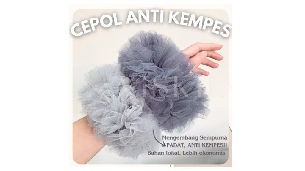Cepol Hijab Anti Kempes Super Jumbo Tile Lokal Scrunchie Tulle Penambah Volume Hijab