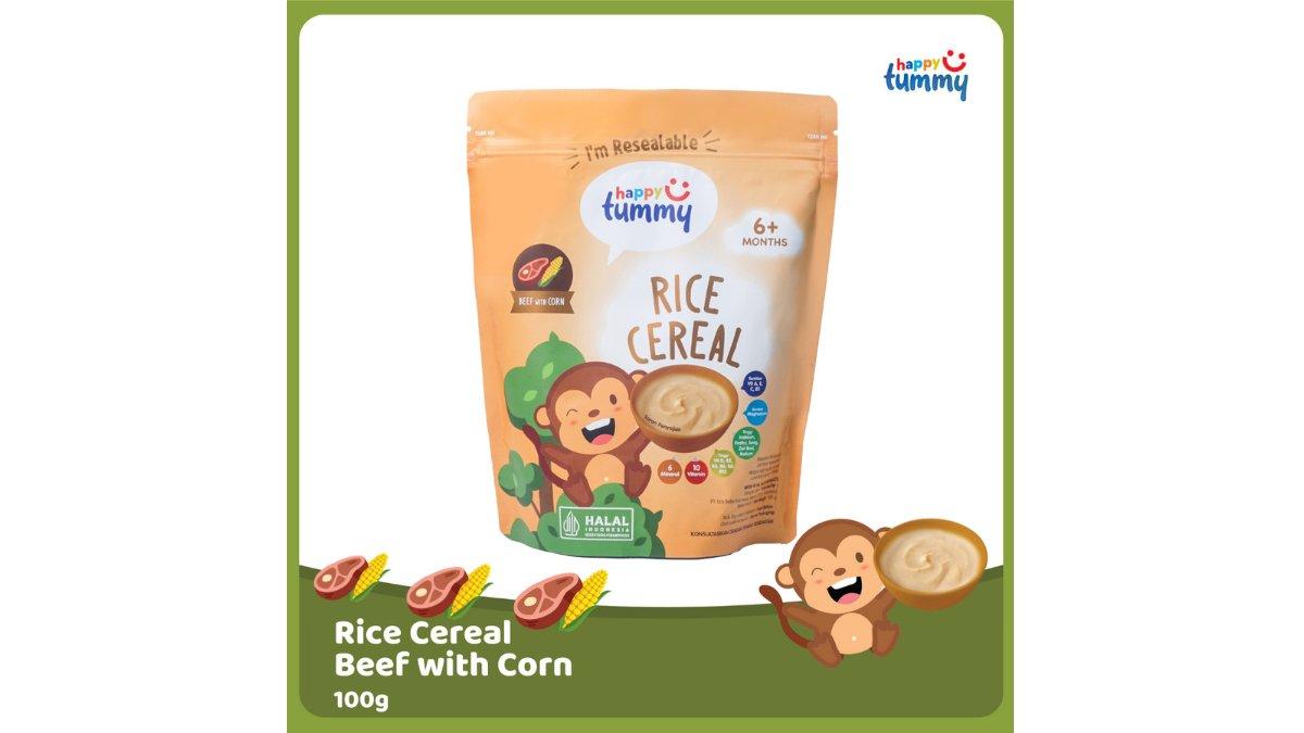Cereal MPASI Bayi 6 Bulan Happy Tummy Rice Cereal Beef with Corn