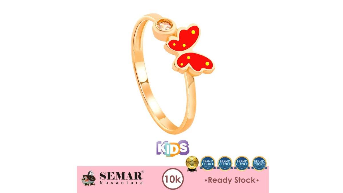 Cincin Emas Anak Baby Colour Rosy Butterfly Gold 10K Semar Nusantara