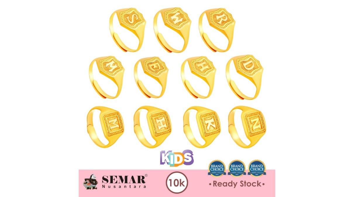 Cincin Emas Anak Classic Huruf Alfabet Kids Gold 10K Semar Nusantara