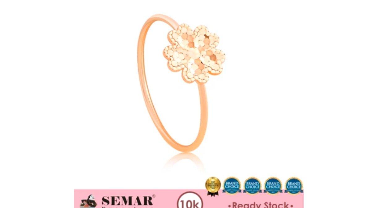 Cincin Emas Shiny Yoselin Leaf Gold 10K Semar Nusantara