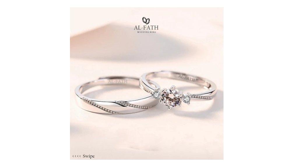 Cincin Nikah Muslim - Cincin Kawin, Silver, Palladium, Platinum, Emas, Nikah, Perak, Pasangan, Tunangan, Kawin AL110