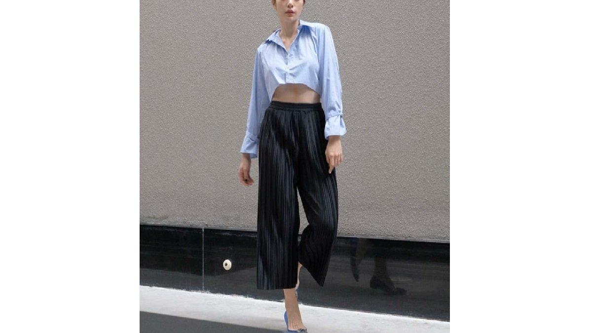 Clouwny Rain Pleats Kulot Fashion Wanita