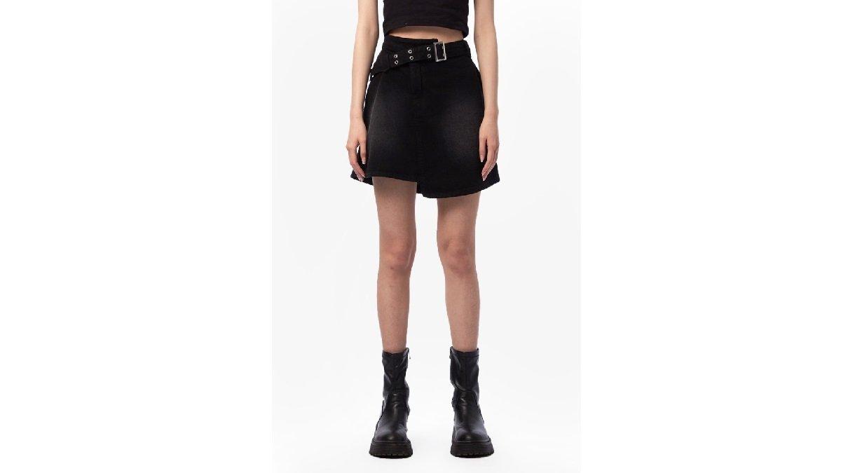 Colorbox Overlap Denim Mini Skirt