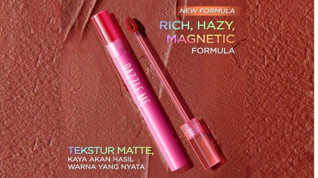 DAZZLE ME Misty Matte Lip Cream Silky Kiss Lip Matte menawarkan hasil akhir matte namun tetap terasa nyaman dan tidak membuat bibir kering (shopee.id)