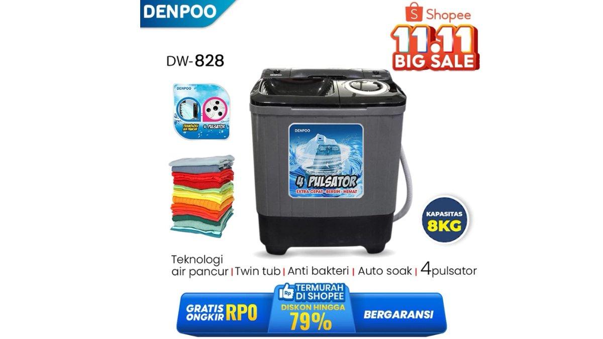 DENPOO MESIN CUCI 2 TABUNG DW 8907B 8KG