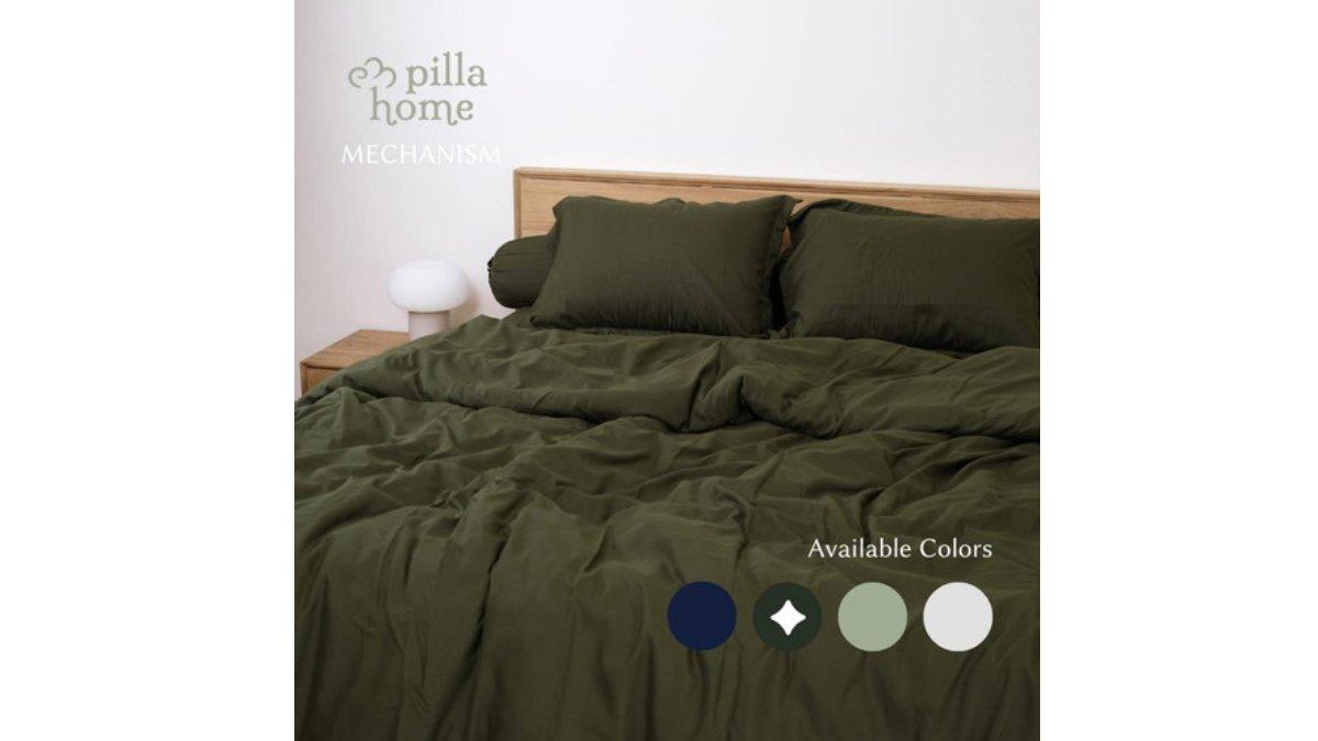 DUVET QUILT SET 120x200 Pilla Home Mechanism Polos Single Katun - Army Green