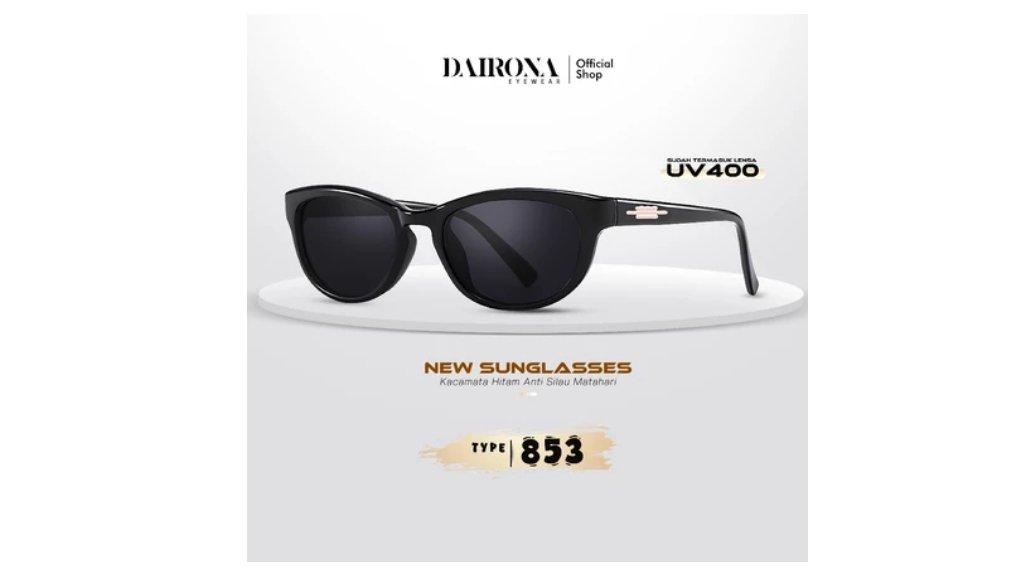 Dairona Eyewear Kacamata Hitam Cat Eye Gaya Korea UV400 Polarized Kacamata Hitam Sunglasses 835