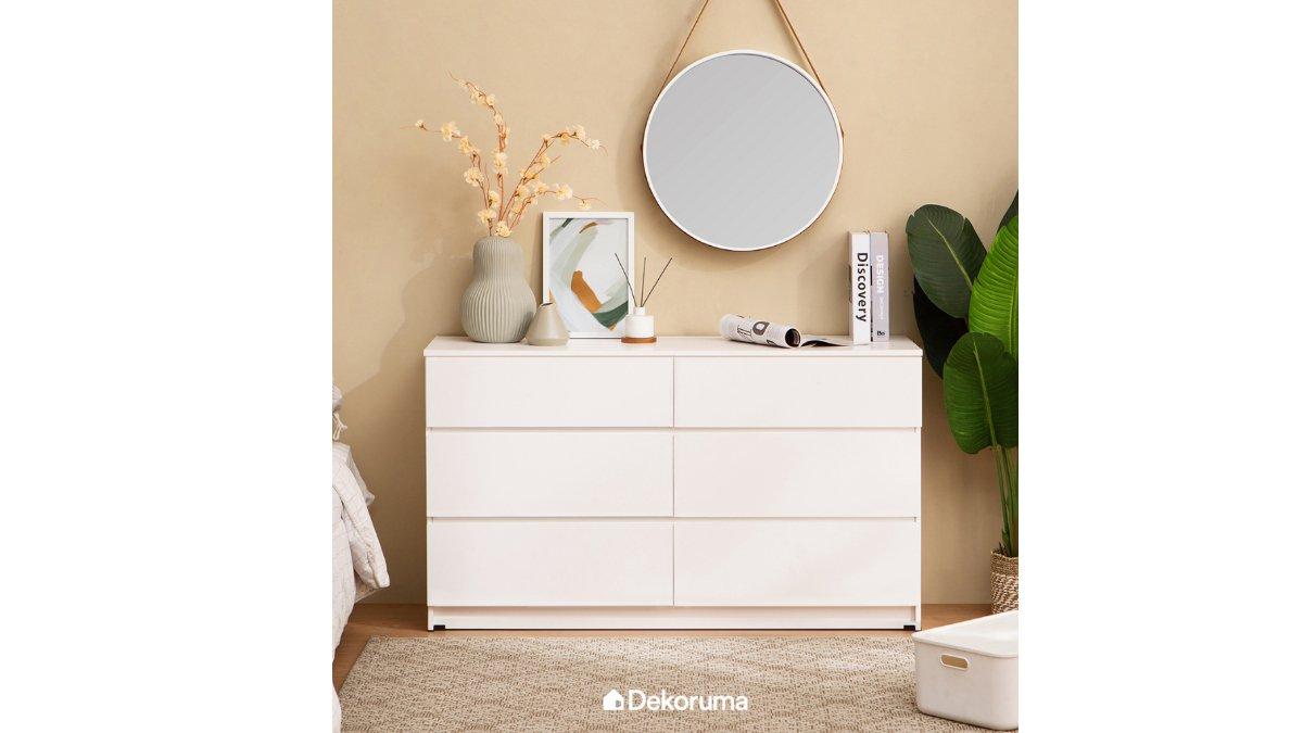 Dekoruma KAZE Lemari Laci 6 Pintu Putih