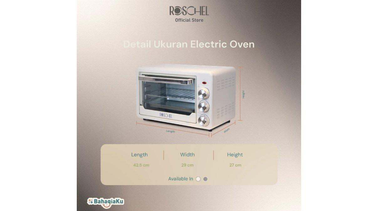 Desain dan ukuran Roschel Electric Oven Low Watt
